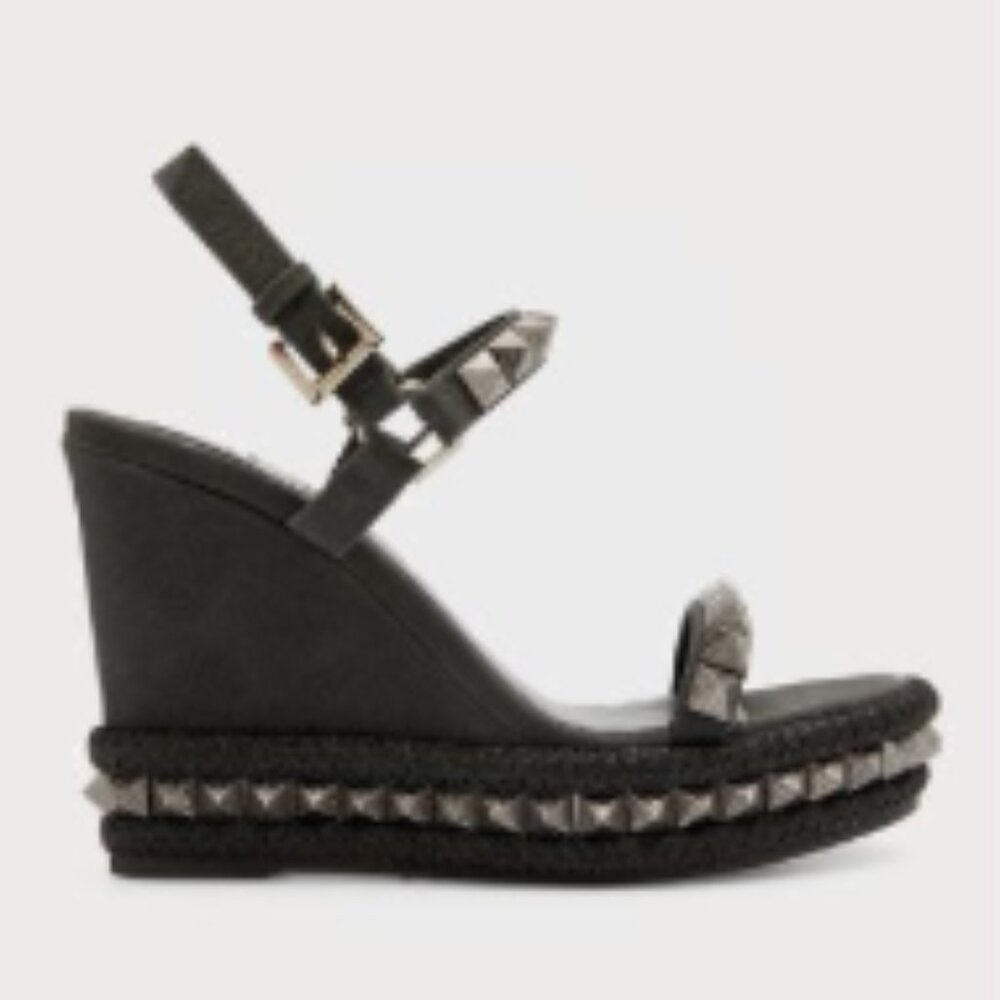 Christian Louboutin ~ Mafaldina Spike Red Sole Wedge Espadrilles - Picture 5 of 5